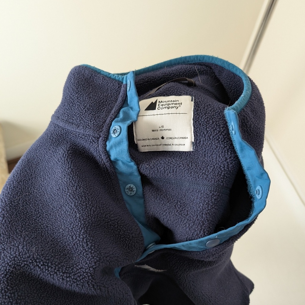 MEC Fleece Pullover Mountain Equipment Company Long Sleeve Quarter Button Up - Picture 7 of 10